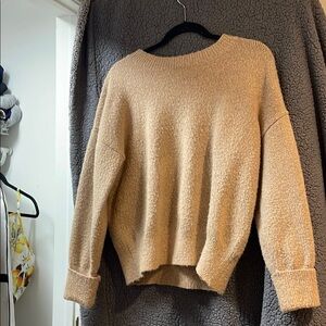 Philosophy Tan Crew Neck Sweater with Ribbed Cuffs